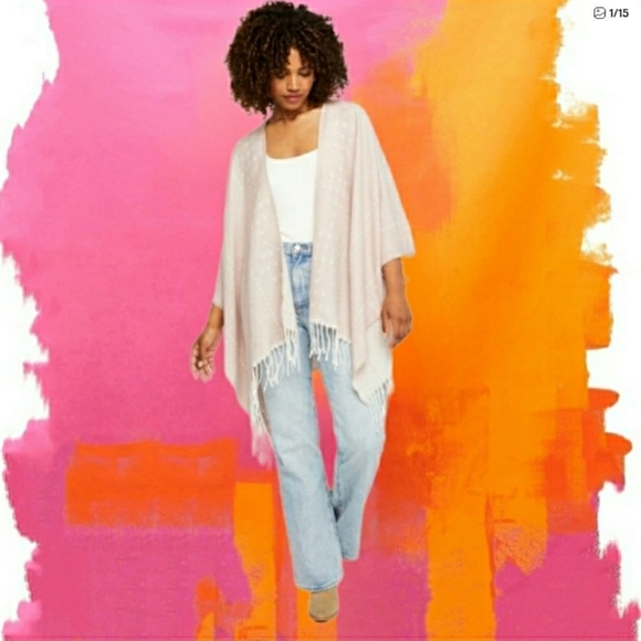 Gentle Fawn Accessories - Gentle Fawn M/L Hermosa Kimono Cover-up Scarf Shawl Wrap PINK w Fringe *BNIP
